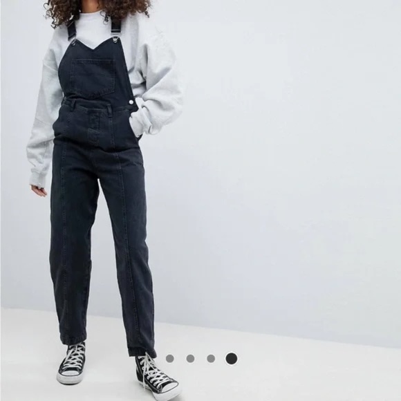 ASOS Baggy Black Denim Overalls 2 - Picture 1 of 13